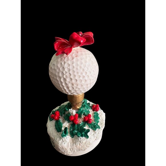 Vintage 1993 Enesco Golf Ball Figurine Happy Holly Days Christmas Decor - Picture 5 of 7